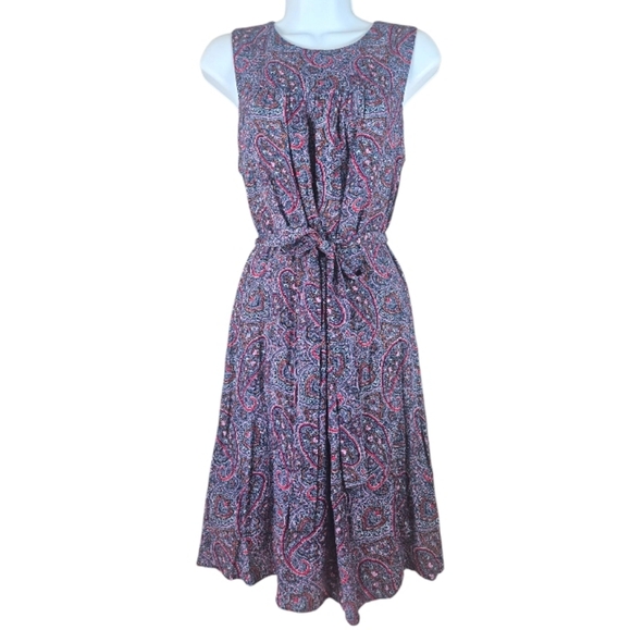 NWOT Gap red purple floral shirred swing dress Womens Medium - Picture 3 of 11